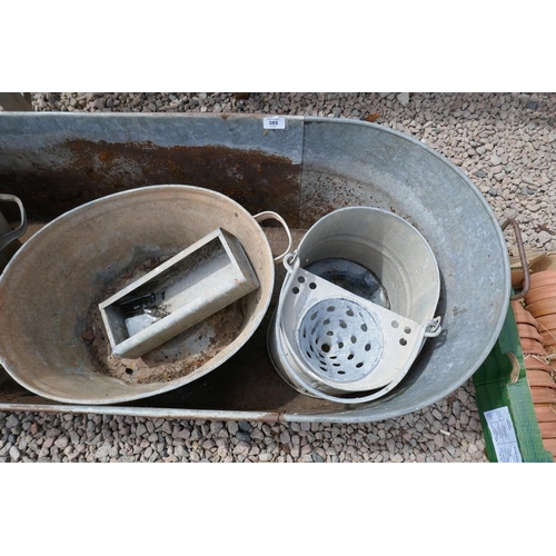 385 - Collection of galvanised items to include bath 