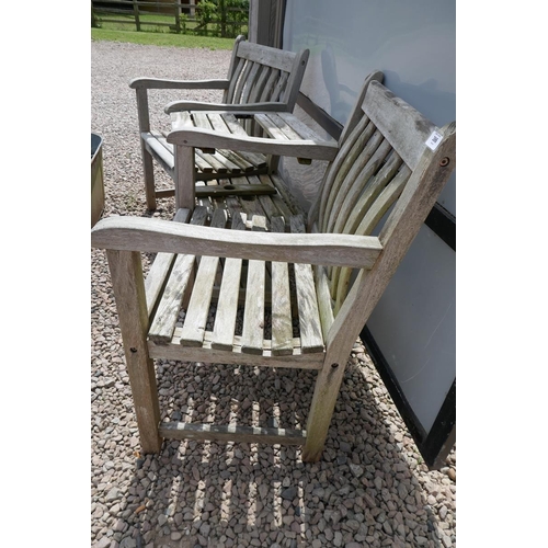 386 - Teak duo garden seat A/F