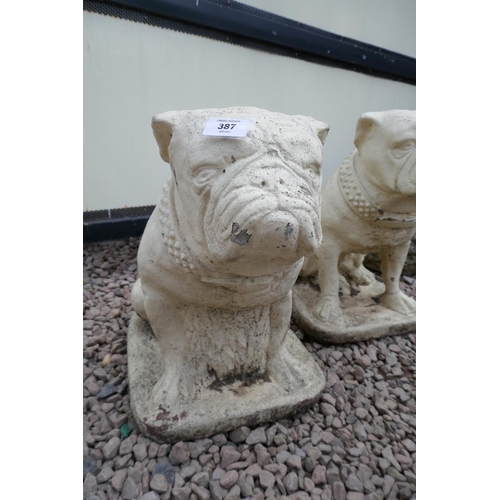 387 - Pair of stone bull dogs - Approx height: 46cm