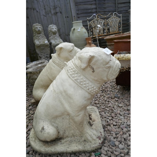 387 - Pair of stone bull dogs - Approx height: 46cm