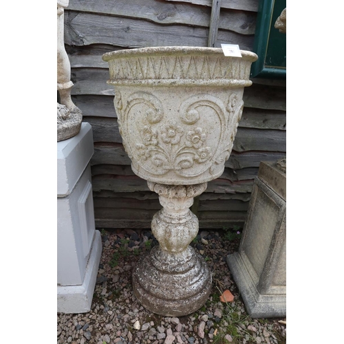 398 - Stone pedestal planter - Approx height: 84cm