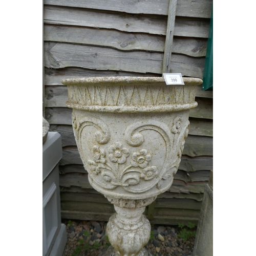 398 - Stone pedestal planter - Approx height: 84cm