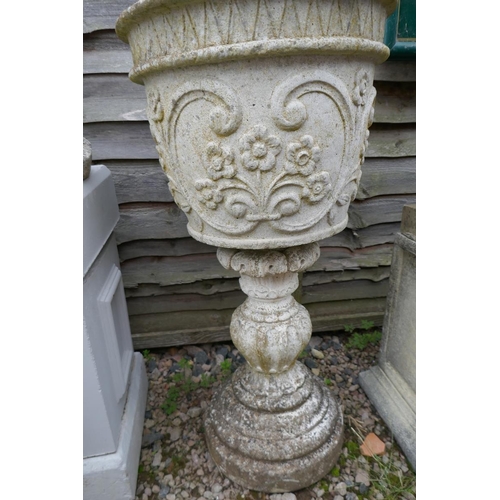 398 - Stone pedestal planter - Approx height: 84cm