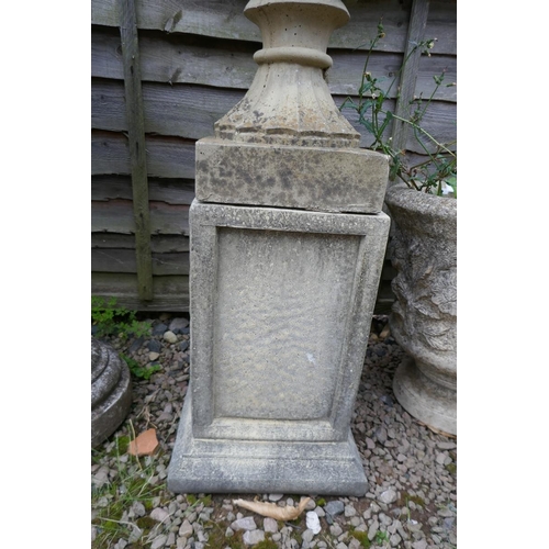 399 - Stone pedestal planter on plinth - Approx height: 103cm