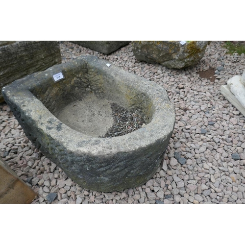 414 - Antique D end stone trough