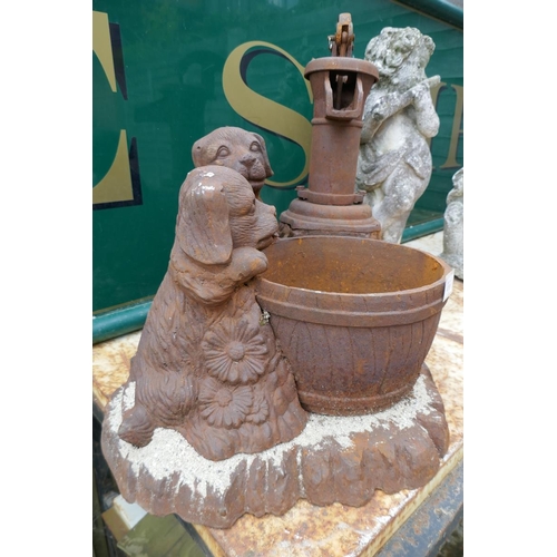 419 - Cast iron puppy themed wishing well
