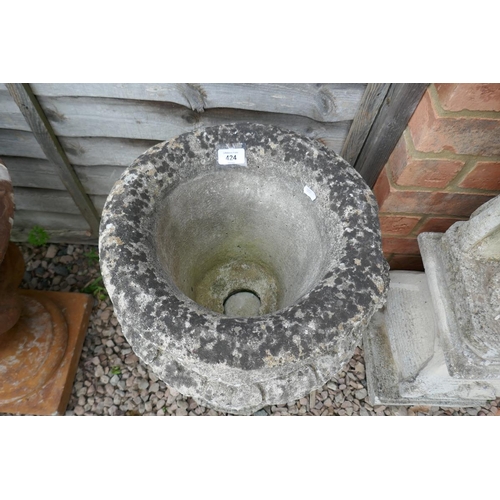 424 - Large stone pedestal planter - Approx height: 62cm
