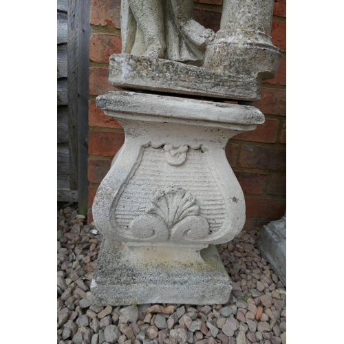 425 - Stone cherub planter on plinth - Approx height: 133cm