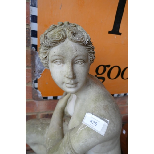 428 - Well modelled resin/fibreglass crouching nude statue - Approx height: 72cm
