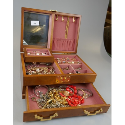 45 - Jewellery box and contents
