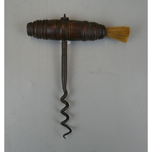 52 - Antique turned corkscrew with brush