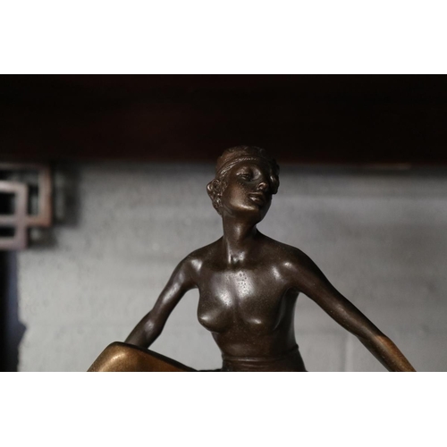 62 - Bronze statue of ballerina on marble base - Approx H: 48cm