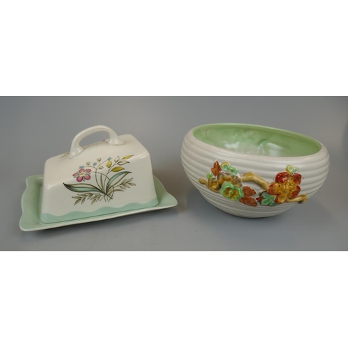 75 - Clarice Cliff bowl and Clarice Cliff butter dish