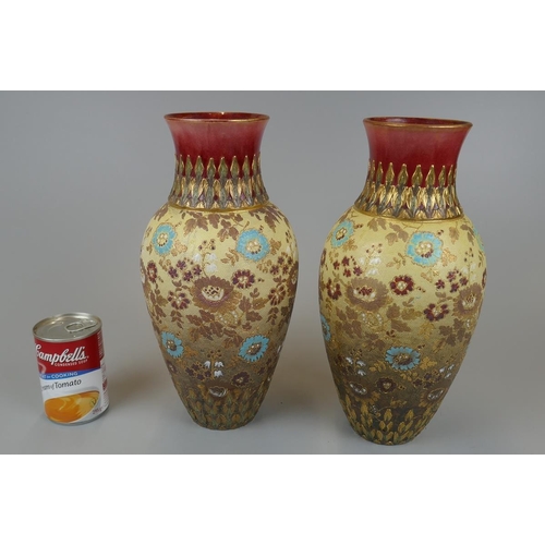 84 - Pair of Doulton Lambeth vases - Approx height: 31cm