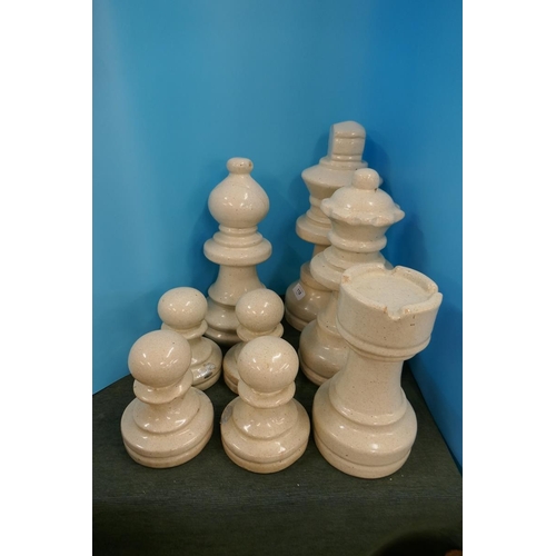 118 - Collection of 8 large ceramic chess pieces - Approx height of tallest: 40cm