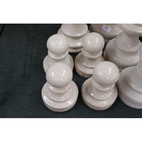 118 - Collection of 8 large ceramic chess pieces - Approx height of tallest: 40cm