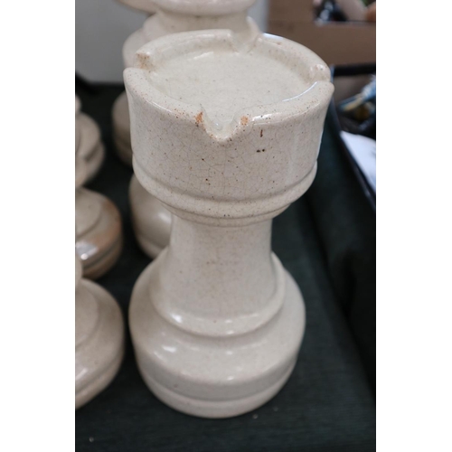 118 - Collection of 8 large ceramic chess pieces - Approx height of tallest: 40cm