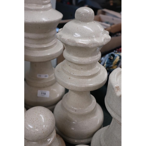 118 - Collection of 8 large ceramic chess pieces - Approx height of tallest: 40cm