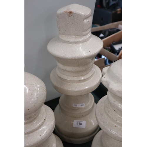 118 - Collection of 8 large ceramic chess pieces - Approx height of tallest: 40cm