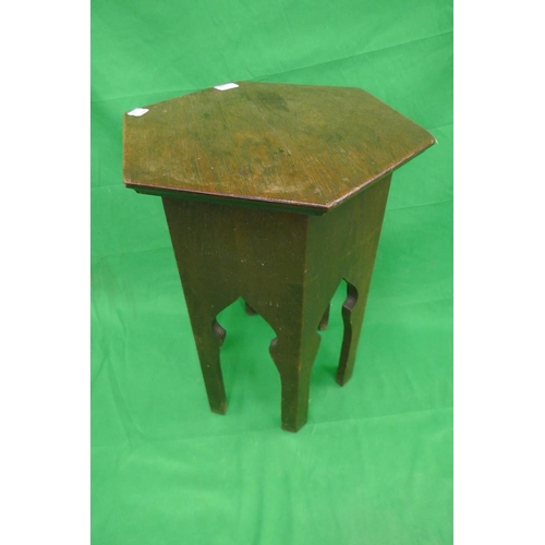 133 - Antique oak hexagonal occasional table