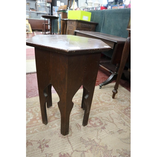 133 - Antique oak hexagonal occasional table