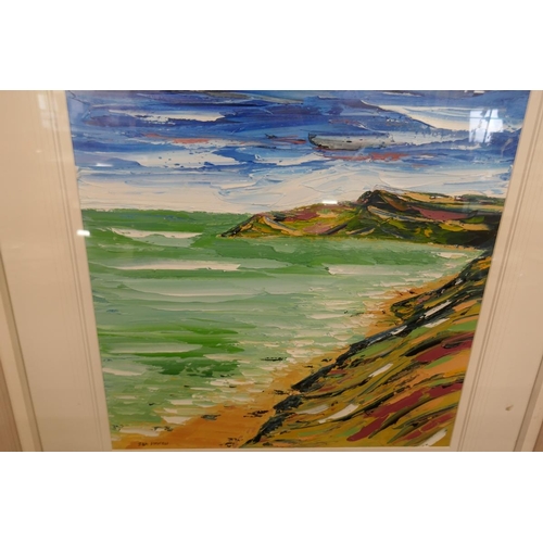 155 - Jon Schofield oil painting - Coastal scene - Approx image size: 48cm x 48cm