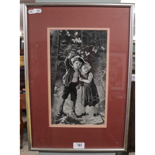 181 - A large Cash's silk woven picture in monochrome mounted frame