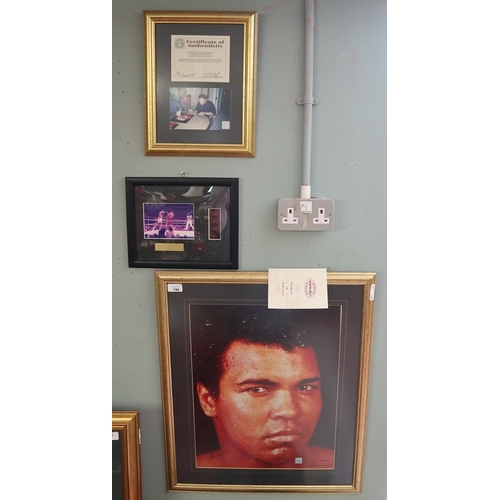 196 - Signed Muhammad Ali Ltd edition print 58/100 with C.O.A together with a framed film cell of the Muha... 