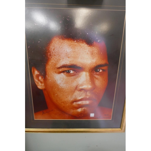 196 - Signed Muhammad Ali Ltd edition print 58/100 with C.O.A together with a framed film cell of the Muha... 