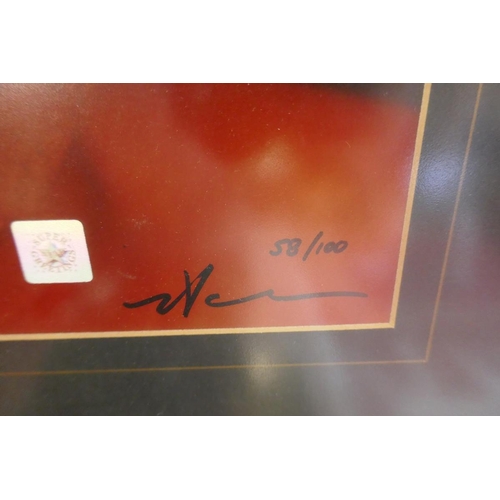 196 - Signed Muhammad Ali Ltd edition print 58/100 with C.O.A together with a framed film cell of the Muha... 