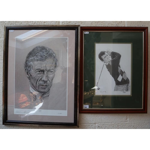 204 - 2 Ltd edition prints one of Lester Piggot and the other Tony Jacklin