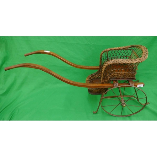 209 - Victorian wicker dolls pushchair