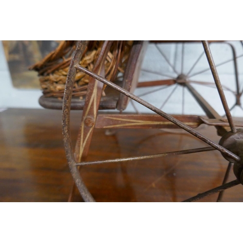 209 - Victorian wicker dolls pushchair