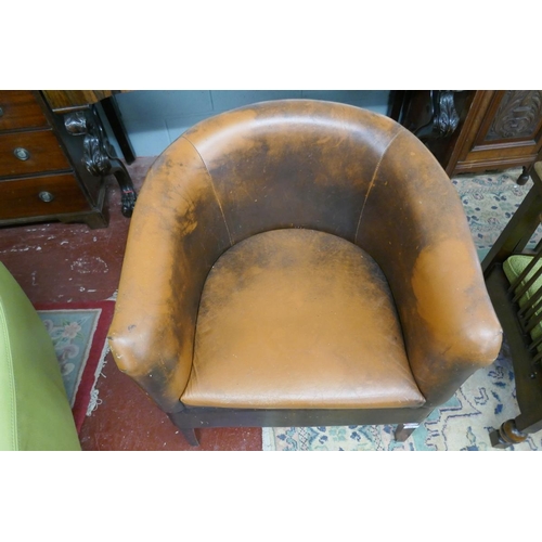 214 - Leather tub chair