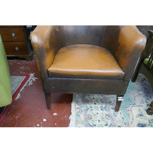 214 - Leather tub chair