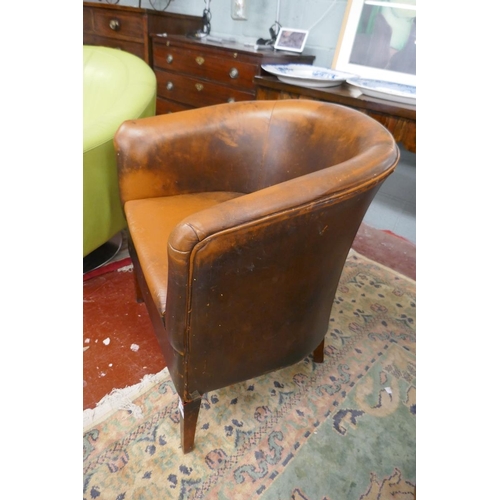 214 - Leather tub chair