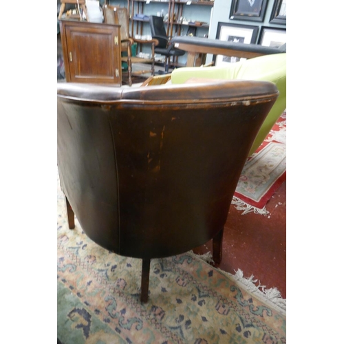 214 - Leather tub chair