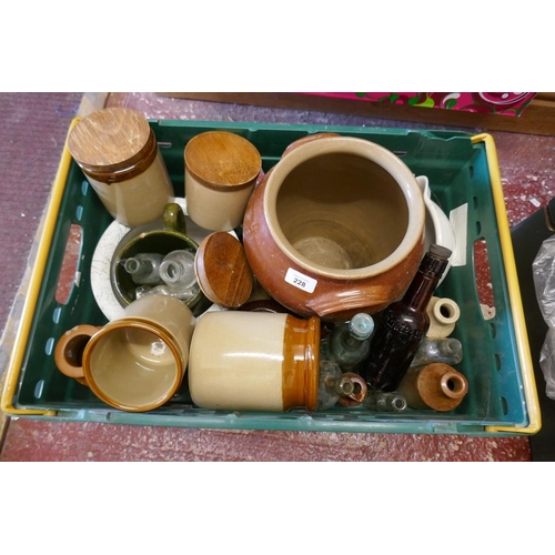 228 - Collection of earthenware and early bottles