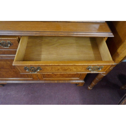 253 - Queen Anne style walnut 2 domed bookcase with a glazed top - Approx size: W: 110cm D: 40cm H: 200cm