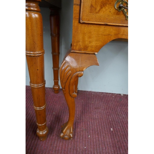 255 - Queen Anne style walnut 2 domed bookcase with a glazed top sitting on cabriole legs on ball and claw... 