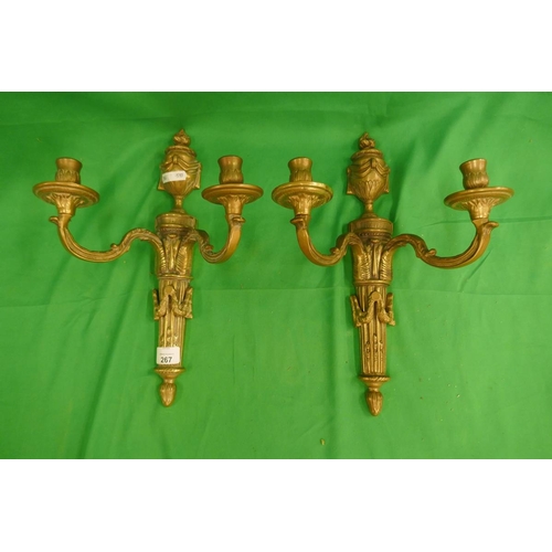 267 - Pair of brass wall sconces