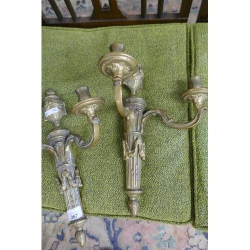 267 - Pair of brass wall sconces