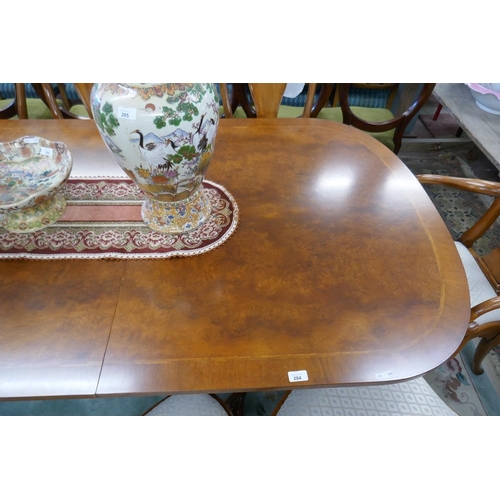 284 - Fine quality Queen Anne style Walnut dining table accompanied by 8 walnut Queen Anne style chairs wi... 