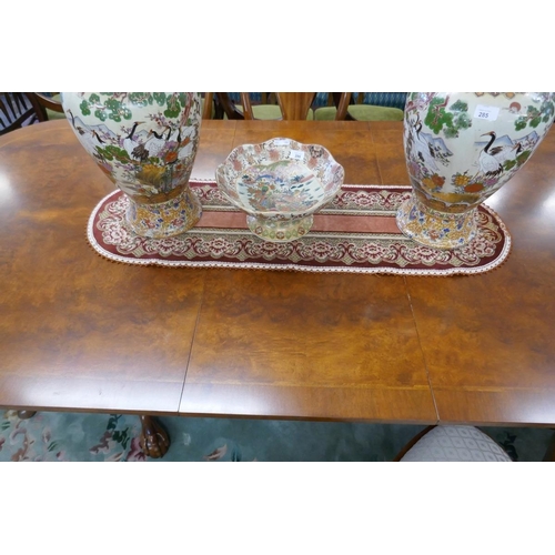 284 - Fine quality Queen Anne style Walnut dining table accompanied by 8 walnut Queen Anne style chairs wi... 