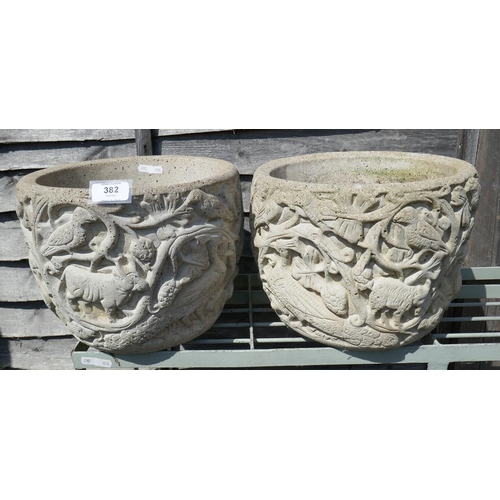 382 - Pair of stone planters