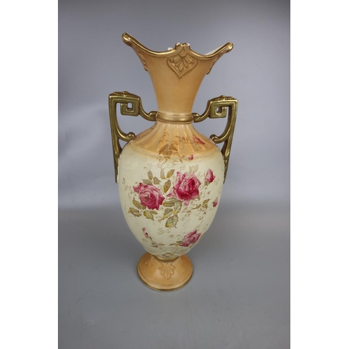 59 - Hand painted milk glass jug and vase together with blush ivory vase