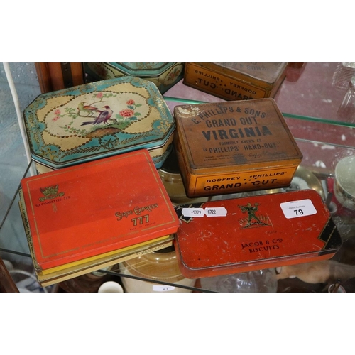 79 - Collection of vintage tins to include tobacco