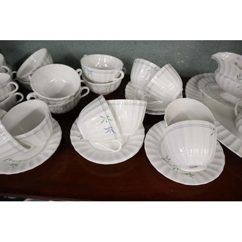 83 - Collection of Royal Worcester Green Bamboo pattern china