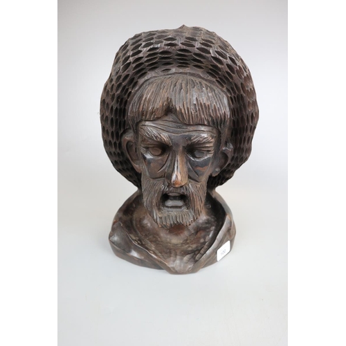 100 - Carved fishermans head - Eric - Approx height: 35cm