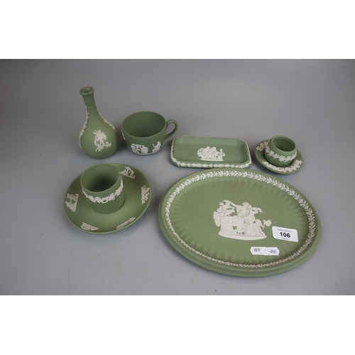 106 - Small collection of green Jasperware